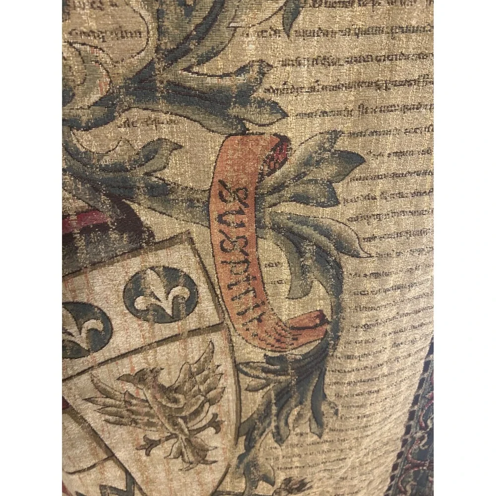 Unicorn Crest European Wall Hanging Tapestry Gold Medieval Heraldic Coat of Arms